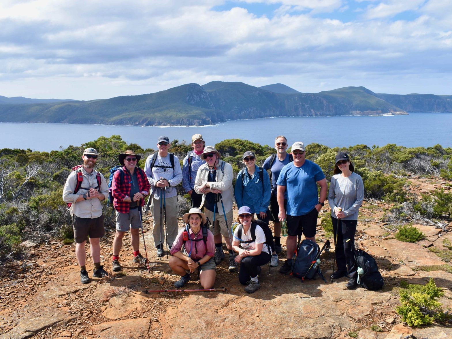 Private Group Three Capes Track March 2025 | Park Trek Private group of friends connecting on The Three Capes Tracks